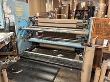 72" Shanks, turret counter roll slitter rewinder, 60" unwind diameter, 6 slitters, razor & shear