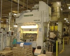 110 Ton, Minster #P2H-100-48x31-FW, Straight Side Double Crank Press, 1.5" Stroke, 450 SPM, 48" x31.5" Bed