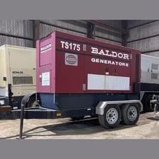 140 KW Baldor #TS175T, portable diesel generator, standby, trailer mtd, John Deere 6081TF001C 211 HP, 3,075