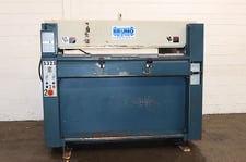 25 Ton, Atom #S-325, travelling head, hydraulic clicker press, 63" x23" head, 13.75 stroke, 15.75" daylight