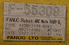 Fanuc #ARCMATE-50IB, Articulated Robot, 3 kg Payload, 856 mm Reach, RJ3IB Controller, 2002, AS IS