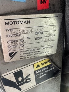Yaskawa Motoman #EA1900N, Articulated Robot, 3 kg Payload, 1904 mm Reach, NX100 Controller, 2008
