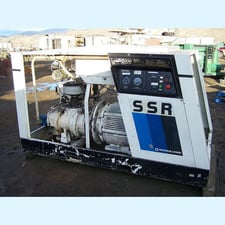 300 CFM, Ingersoll-Rand #SSR-300H-AAE15T, rotary screw air compressor, 75 HP, 575 V., rooftop aftercooler