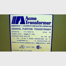 15 KVA 600 Primary, 208Y/120 Secondary, Acme, Dry Type Transformer 3 Phase