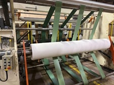 Maflex Hestia #SA-502, Industrial Roll Rewinder w/ Log Saw, 108" web width, 71" max. roll diameter, 24" log