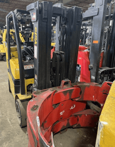 8,000 lb. Yale #GLC080VX, Forklift, 51" Bolzoni paper roll clamp, 85" lowered mast, 174" raised mast, 3-stage