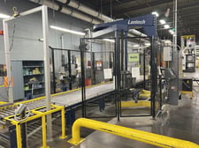 Lantech #SLC-Auto, Automatic Pallet Wrapper/Packout Line, 110" wrap height, 15 RPM wrap arm, 3 infeed