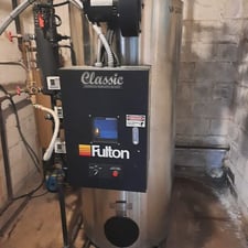 15 HP Fulton Classic, vertical tubless steam boiler, 150 psi, like new, 2021