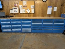 Tool Cabinets, 49 Drawers, 324" L x 60" width x 40" H, with 2 Butcherblock Tops