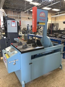 Roll-In #TF1420, tilt frame vertical bandsaw, w/ 10' Roller table, 2019