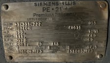 100 HP 3600 RPM Siemens-Allis, Frame 405TS, TEFC, BB, 1.15 service factor, 460 Volts, Offered electrically OK