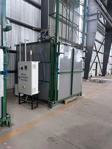 59" width x 59" H x 59" D Prefinsa #HR-AG-150-3.4/800-PE, electric heat treat furnace, 1472&deg;F, 96 KW, 460