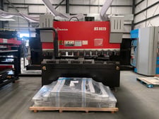 88 Ton, Amada #HS8025, CNC hydraulic press brake, 8.4'OA, 83.5" between housing, 7.9" stroke, 16.5" throat