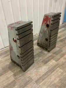 12" x 36" x 18" Giddings & Lewis, T-slotted angle plates, cast iron construction, 1 set