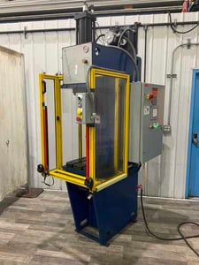 20 Ton, Denison #M5P-20F, C-frame hydraulic press, 24" stroke, 9" throat, 20" x 15-1/2" bed area, 5 HP, 2020