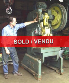 40 Ton, Rousselle #4, OBI press, 3" stroke, 12" Shut Height, 16" x 26" bed, 105 SPM, 5 HP, air clutch