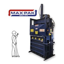 30" width x 48" L x 60" H Max-Pak #MP60HD-15, vertical hydraulic baler compactor, 15 HP, 2350 PSI, 1300 lb.