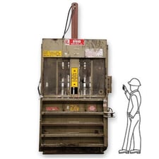 54" width x 40" L x 42 H Piqua Mfg, vertical hydraulic compactor baler, 15 HP, 440 V., 3-ph., 30 amp, 150"