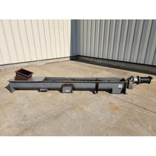 9" diameter x 10' long, Carbon Steel screw conveyor, 81 RPM max., flanged U-trough w/ 3 discharges, 3 HP TEFC