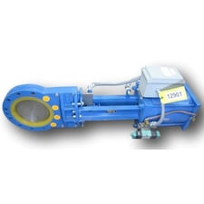 10" Newcon, knife gate slurry valve w/ resilient seat, ductile iron A536 body, 316 Stainless Steel gate