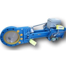 10" Newcon, knife gate slurry valve w/ resilient seat, ductile iron A536 body, 316 Stainless Steel gate