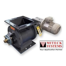 10" x 10" MiTeck Systems, Carbon Steel heavy duty rotary airlock valve, 8-vane tapered rotor @ 30 RPM, 1 HP