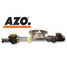 3.5" AZO #DFS-100X600-NE300-NA-A22, Stainless Steel volumetric screw feeder, 5" discharge w/ pneumatic