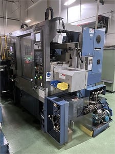 Takamaz #XD-8, twin spindle twin turret CNC lathe, 7.87" X, 14.9" Z, 4500 RPM, Fanuc OI-TC, 2010
