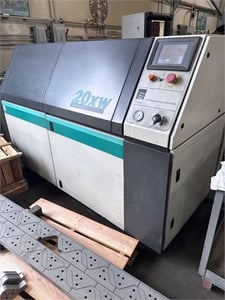 Flow #20XW, waterjet intensifier pump, 100 HP, 60,000 PSI max, dual intensifier, ~2.0 GPM, 2003