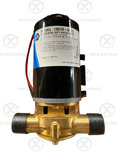 Jabsco #18670-0123, flexible impeller water pump, 1/2" NPT internal, 1" hose barb, 4 PSI