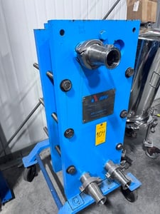APV, Portable Stainless Steel Plate Heat Exchanger, 12" x 36" plates, sanitary clamp, carbon steel frame