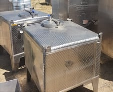 264 gallon Stainless Steel Tote Tank, 48" x 48" square, top manway, side bottom outlet, stackable, (2