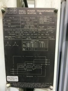 2500/2800/3125/3500 kVA, 12470 Delta Primary, 480 Delta Secondary, ABB Substation