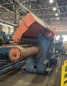 50000 lb. Paxson, mandrel uncoiler, 72" width, 20"-30" ID, hydraulic expansion, powered hold-down roll
