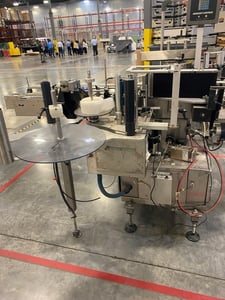GEI Mateer Burt #PPM-300S, Pressure Sensitive Wrap-Around Labeler, 208 V., 3 Ph., 80-100 PSI air