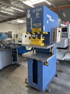 12 Ton, Press Master #CFP-12, C-frame hydraulic press, 12" stroke, 18" daylight, 21" x16" table, 5 HP, 230