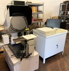 14" Mitutoyo #PH-350H, horizontal bench optical comparator, surface illumination, 5X lens