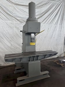 100 Ton, Eitel, C-frame hydraulic straightening press, 16" stroke, 23.5" throat, 27" open, 84" x21" bed, 5"