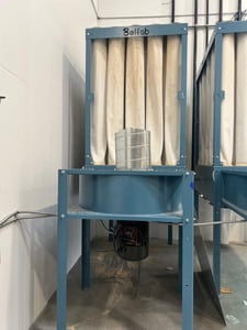 5000 cfm Pyradia/Belfab #BEL150, dust collector, 15 HP, 329 sq.ft., (41) 8" diameter x 5-1/2' bags, baghouse