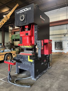 220 Ton, Amada #TP200EX, Gap Frame Single Crank Press, 25.2 " shut height, 9.84" stroke, 4.3" ram adjustment