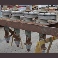 Krebs #D6B-12, 4-Bank Cyclones, 3" top opening, 15" x 8" vortex, 28" cone, on common frame