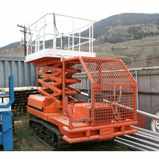 Yanmar #C25, Scissor Lift, 22' lift, 6' x 5' platform, 3-cyl. diesel, crawler tracks, 120 V. plugs & welding