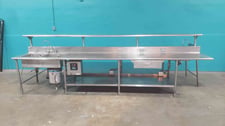 Salvajor, commercial food waste disposer, ARSS-2 auto-reversing control, 12' stainless steel prep table sink