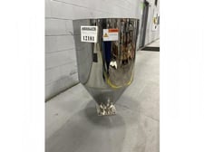 Stainless steel 24" dia x 39" high feed throat mounted material hopper, with sightglass, new