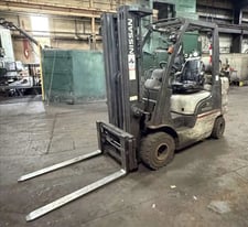4100 lb. Nissan #MAP1F2A25V, LP forklift, 187" lift height, 42" fork length, forks with rotator