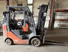 4800 lb. Toyota #8FGCU25, LP forklift, 189" lift height, 60" fork length, 5&deg; back tilt, FSV mast