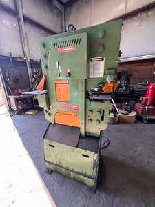 5" x 5" x 3/8" Peddinghaus #Peddiworker-1, hydraulic ironworker, 100 ton, 10" throat, 1-5/8" stroke, 16" flat
