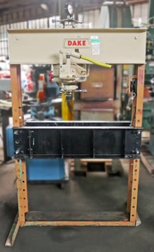 75 Ton, Dake #75-H, H-Frame hand operated hydraulic press, 44" between uprights, 4-1/2" stroke, 7" screw