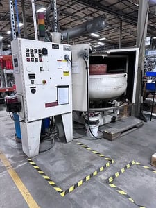 23 cu.ft. Almco #OR-23V, round bowl vibratory finisher, 19" diameter blade, polyurethane lined, 10 HP, 1800
