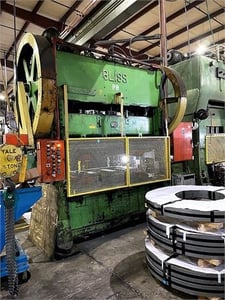 100 Ton, Bliss, mechanical press, 6" stroke, 18" Shut Height, 4" slide adj., 45 SPM, 15 HP